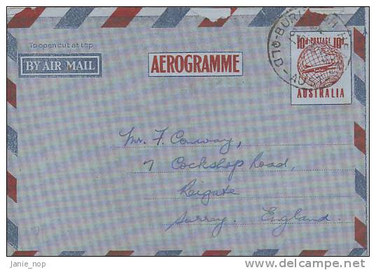 Australia 1954 A7  10d Plane Over The Globe Red-Blue Used Aerogramme - Aérogrammes