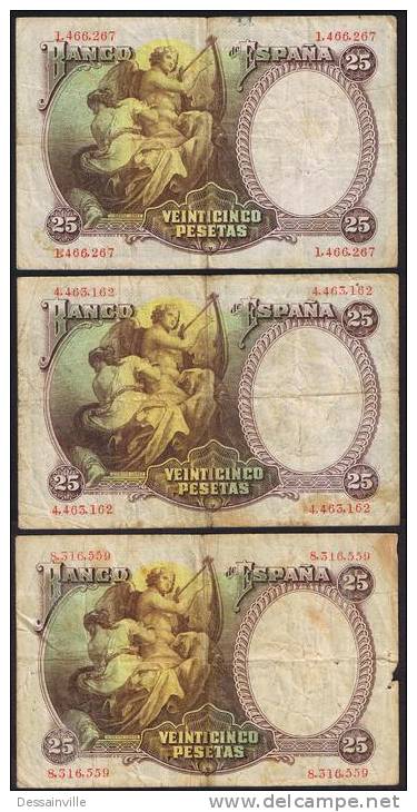 25 Pesetas EDIFIL N° C9  VICENTE LOPEZ  3 Exemplaires - 25 Peseten