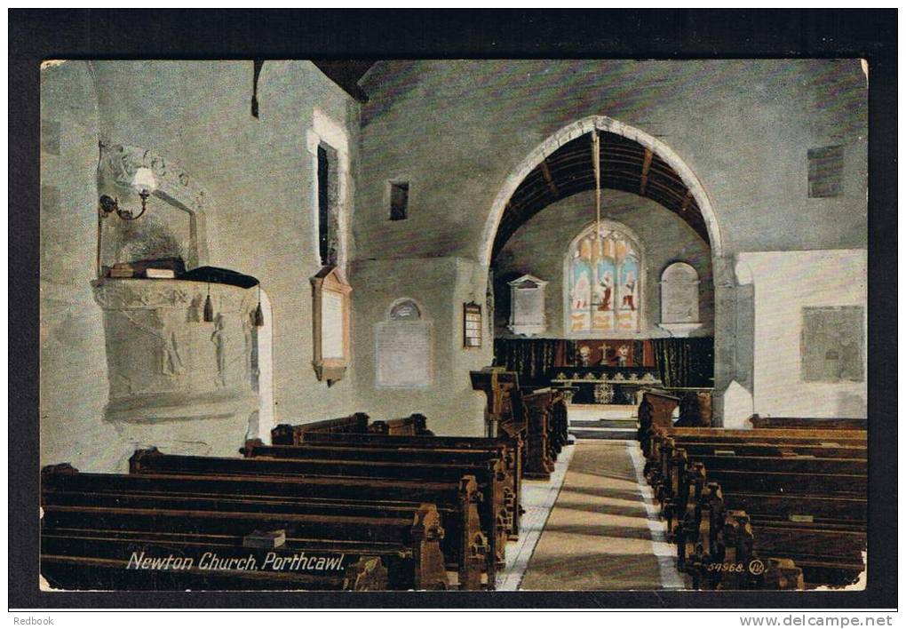 RB 925 - 1912 Postcard - Interior Newton Church - Porthcawl Glamorgan Wales - Glamorgan