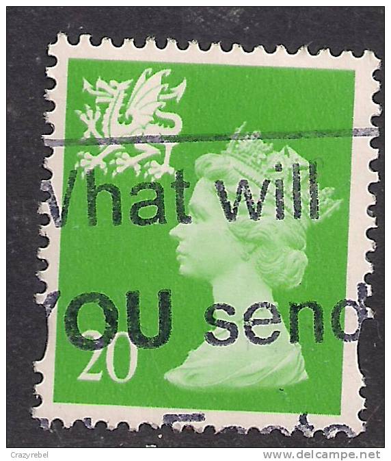 WALES GB 1997 - 98 20p Bright Green Used Machin Stamp No P On Value SG W79.( K514 ) - Wales