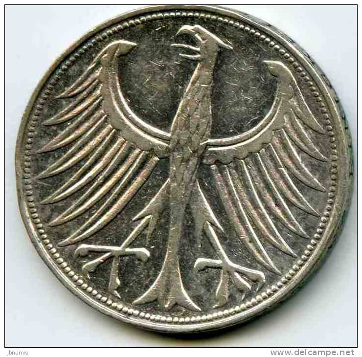 Allemagne Germany 5 Mark 1951 G Argent J 387 KM 112.1 - 5 Marchi