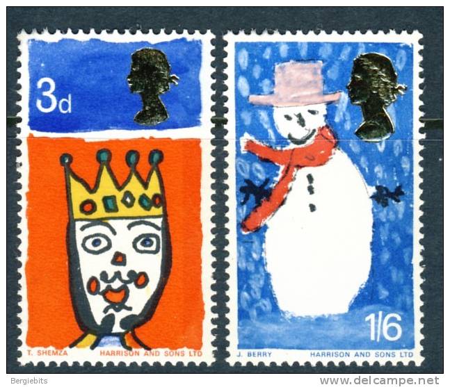 1966 Great Britain Set Of 2 MNH(**) Stamps Christmas Scott 478P-79P, All Values Are Phosphor - Unused Stamps