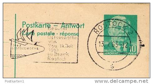 OSTSEEWOCHE ROSTOCK 1963 Auf DDR P70 IIA Antwort-Postkarte ZUDRUCK BÖTTNER #1 - Privatpostkarten - Gebraucht