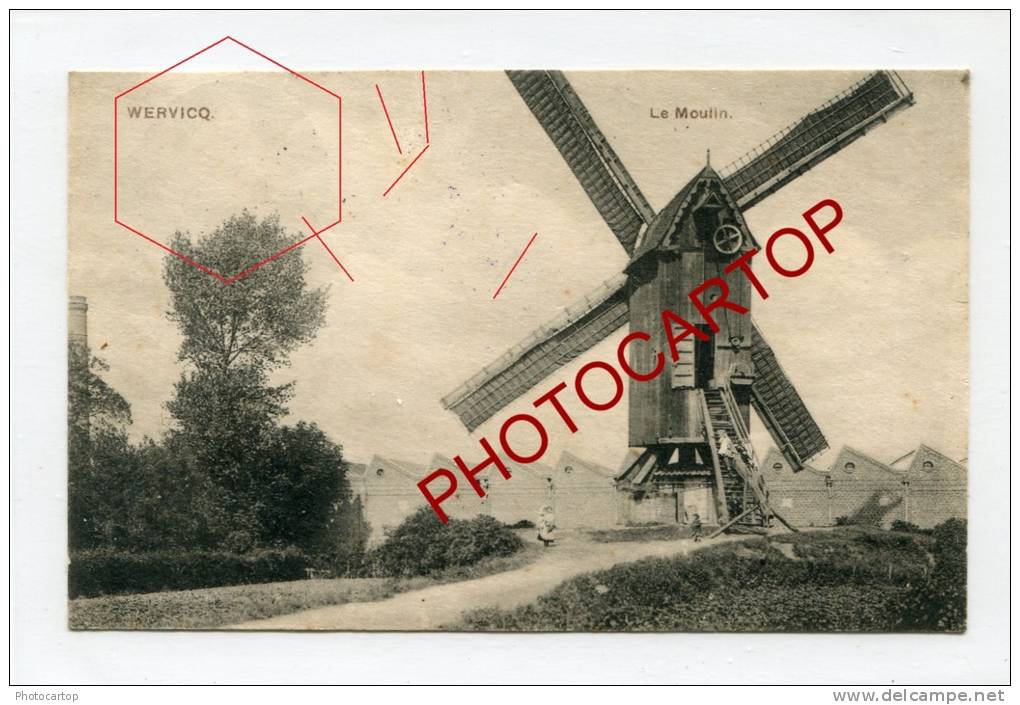 MOULIN A VENT-WINDMUEHLE-WERWIK-CP Imprimee-Guerre-14-18-1WK-BELGIEN-BELGIQUE-FRANCE-FLANDERN-Feldpost- - Wervik