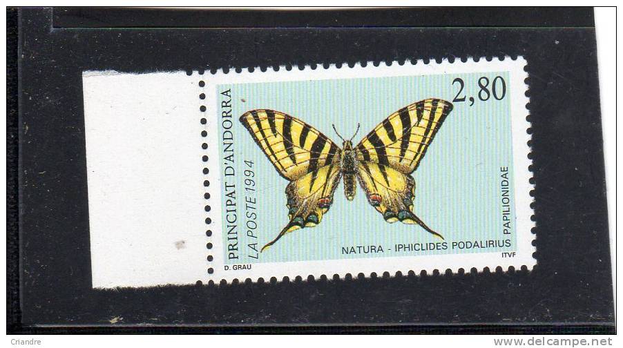 Andorre Français:1994 (faune :papillon) N° 451**,452** - Ungebraucht