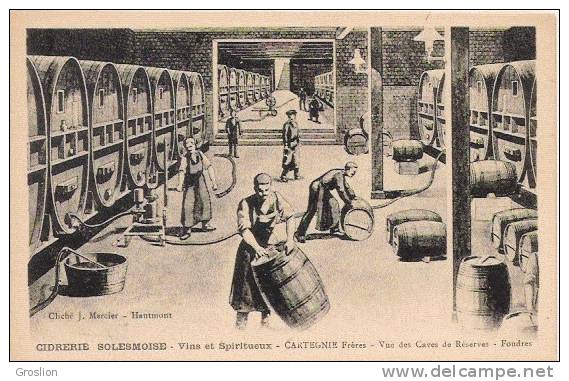 CIDRERIE SOLESMOISE VINS ET SPIRITUEUX CARTEGNIE FRERES VUE DES CAVES DE RESERVES. FOUDRES - Solesmes