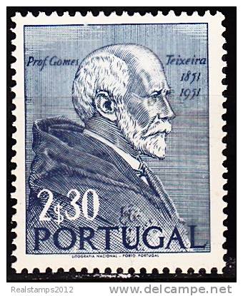 PORTUGAL - 1952,  1.º Centenário Do Nascimento Do Prof. Doutor Gomes Teixeira.    2$30  (*) MNG  MUNDIFIL  Nº 754 - Ungebraucht