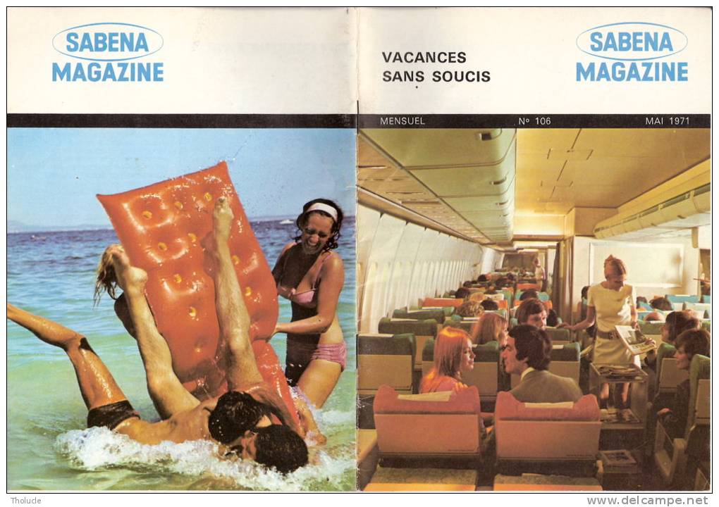 Aviation-Avion-Aéronautique-SABENA Magazine:Numéro Spécial SABENA-Vacances Sans Soucis-Mai 1971-N°106 - Aviation