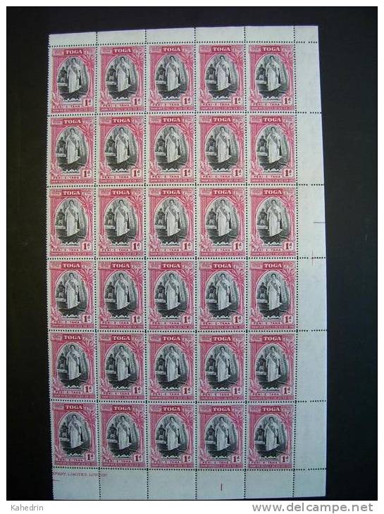 Tonga 1944 (Toga), Queen Salote´s Silver Jubilee **, MNH, Half Sheet - Tonga (...-1970)