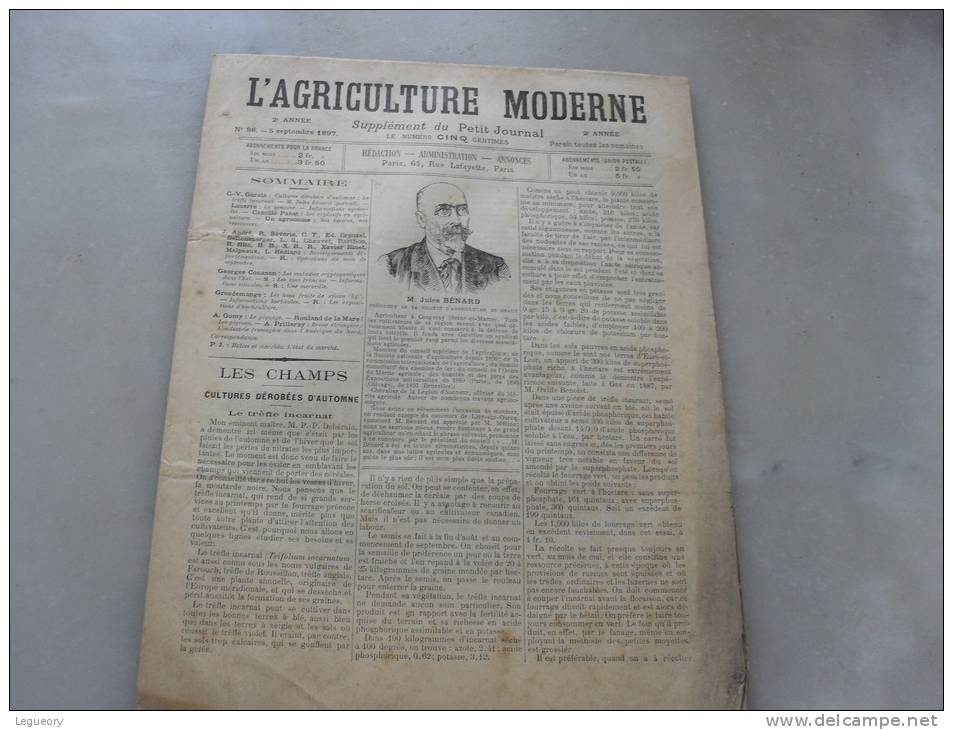 L´Agriculture  Moderne  N ° 88  5 Septembre 1897 - Magazines - Before 1900