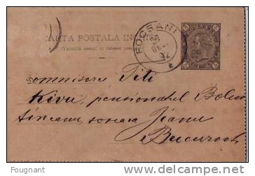 ITALIE:EP.(carte Postale):1892 De Foosani Pour Bucarest;+texte. - Stamped Stationery