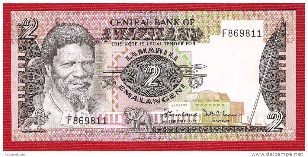 SWAZILAND  P8a  2 EMALANGENI 1983 Signature 1 PREFIX F     UNC. - Swasiland