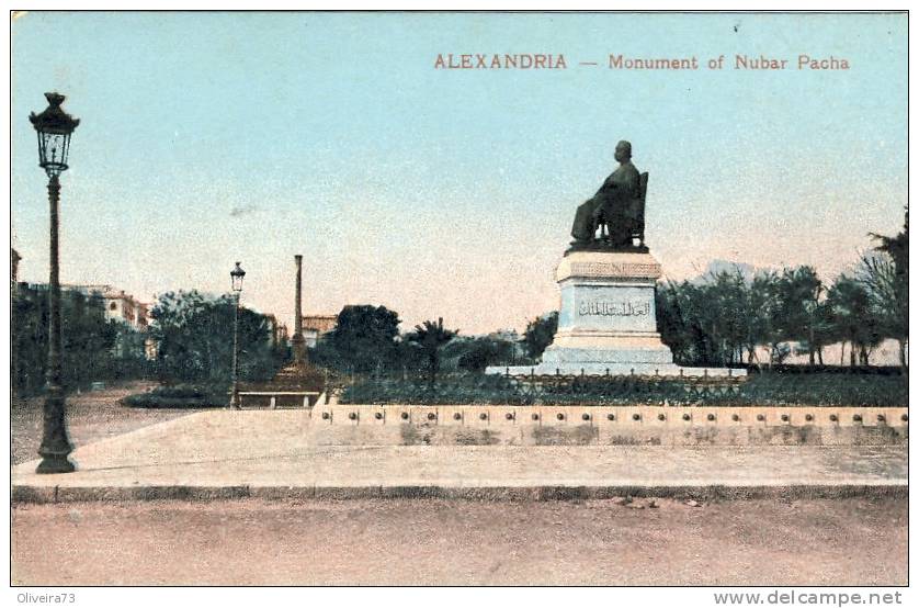 ALEXANDRIA - Monument Of Nubar Pacha  Pacha -  2 Scans  EGIPTO - Alexandrie