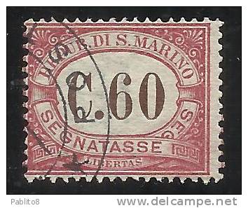 SAN MARINO 1924 SEGNATASSE TAXE DUE TASSE CENT. 60 USATO USED - Portomarken