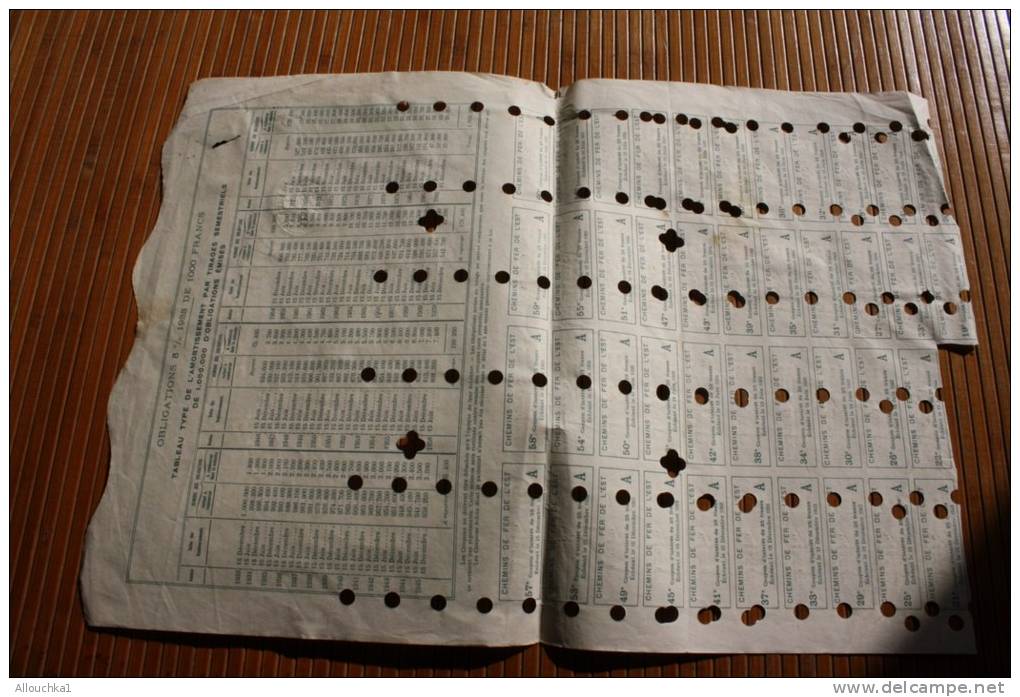 SNCF Compagnie Des Chemins De Fer De L'Est En. 5 % En 1933 Titre Action Perforées Perforations - Railway & Tramway