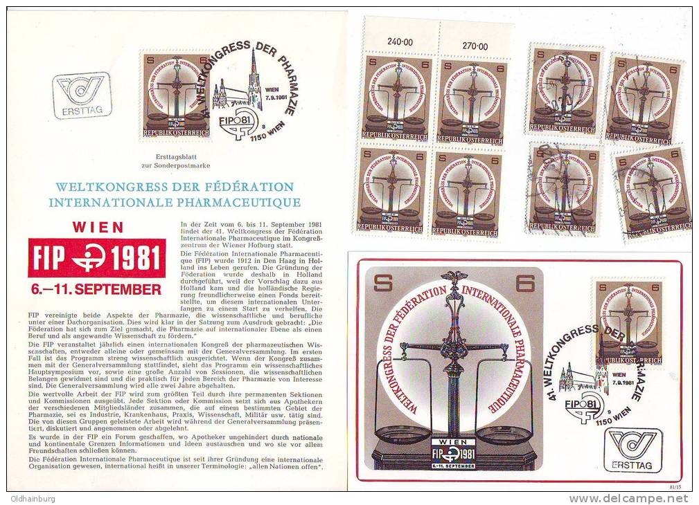 3011z23: Österreich 1981; Weltkongress Pharmazie, **, Gest., Maximumkarte Und Ersttagsblatt - Farmacia