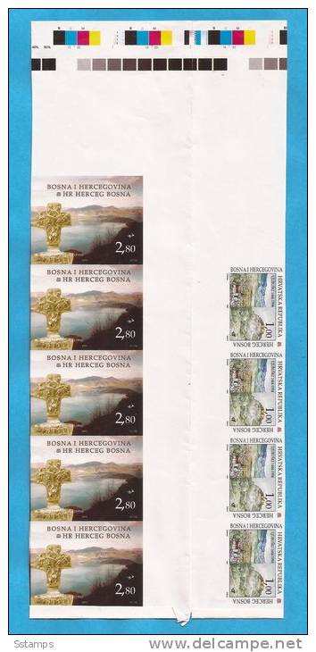 1994 X 13,19 BOSNIA CROATIAN PART MOSTAR RR ! First Print. Error Correction TWO STAMPS  Museum Piece BIG RARITY ONLY 4 P - Fouten Op Zegels