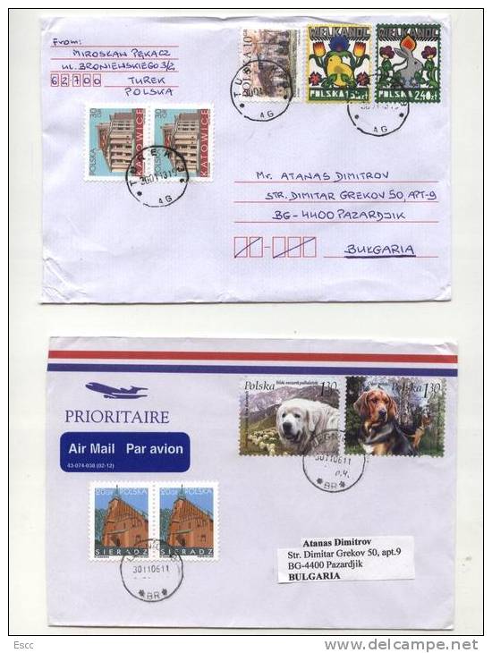 10 Mailed Covers (letters) With Stamps   From Poland To Bulgaria - Covers & Documents