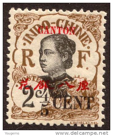 China France P.O. 1919 45c On 2c "CANTON" Overprint MH - Autres & Non Classés