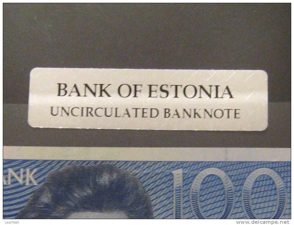 Estland Estonia Estonie 100 Krooni 1991 Banknote UNC In Official Bank Holder Of  Estonian Bank - Estonie