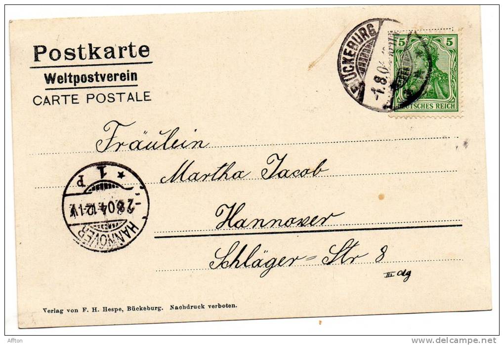 Buckeburg 1904 Postcard - Bückeburg