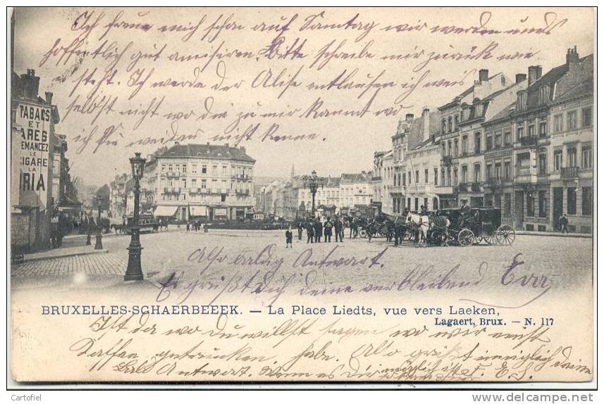 BRUXELLES-SCHAERBEEK-LA PLACE LIEDTS-VUE VERS LAKEN-TRAM-ATTELAGE-SUPER-CARTE ENVOYEE-EDIT.LAGAERT - Schaerbeek - Schaarbeek