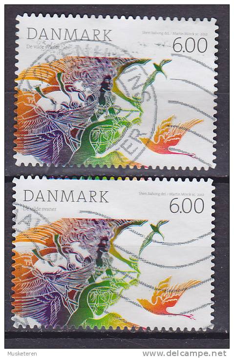 Denmark 2012 Mi. 1703 A &  6.00 Kr. The Wild Swans Fairytale By Hans Christian Andersen 2 Types Booklet Stamps (3 Scans) - Usado