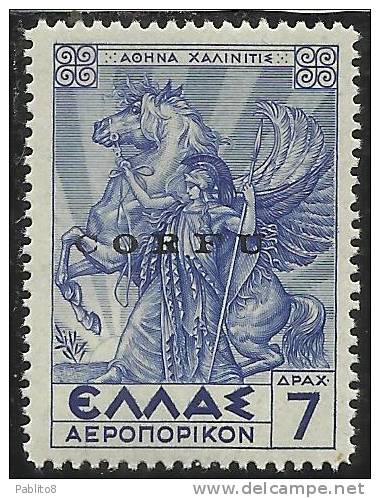 CORFU´ 1941  POSTA AEREA AIR MAIL SOPRASTAMPATO  DI GRECIA OVERPRINTED GREECE 7 DRACME MNH - Corfu