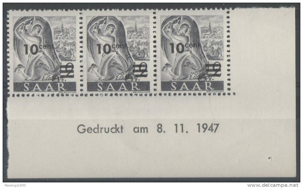 Sarre 1947 - Surchargé 10 C. Sur 2 Pf. - Coin Daté - Ungebraucht