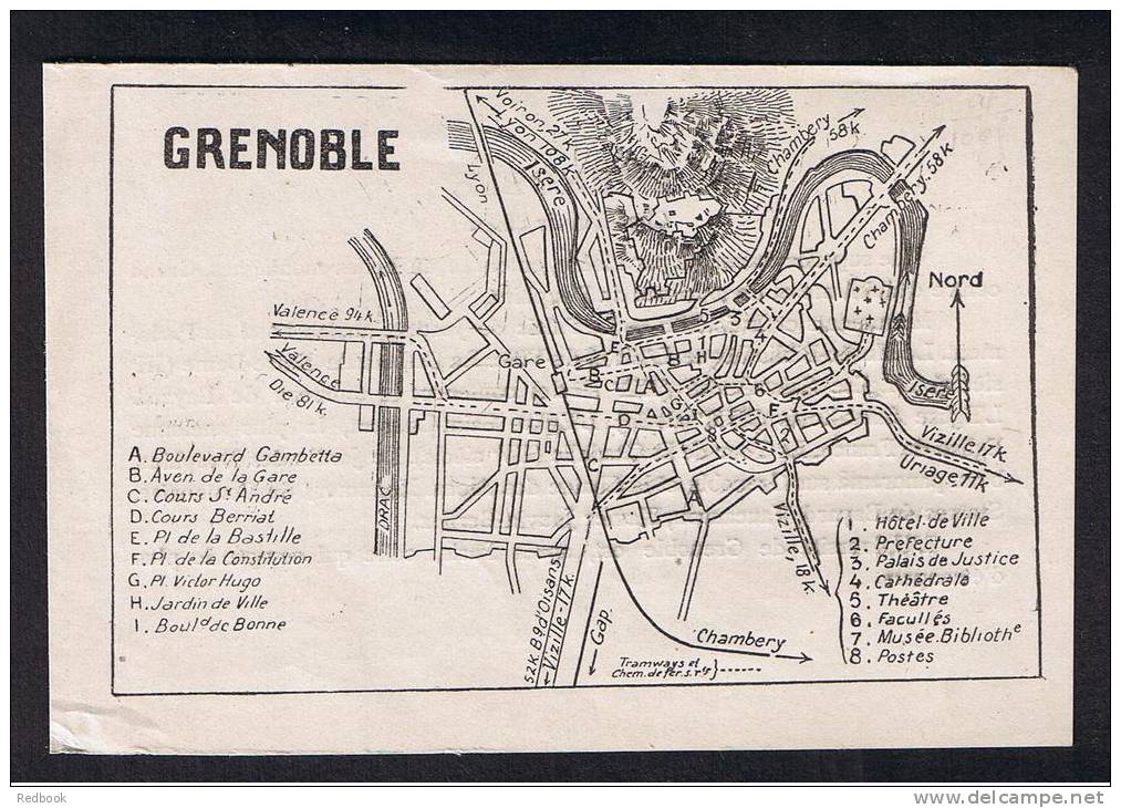 RB 929 - Early Town Centre Map Of Grenoble France - Topographische Kaarten