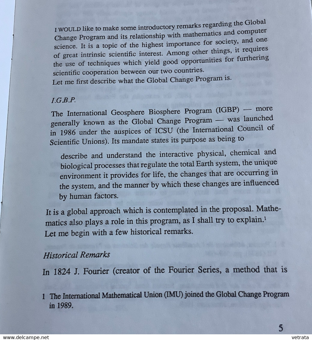 Global Change And Mathematics De Jacques Louis Lions (18 Pages, Jérusalem - 1992) (en Anglais) - Mathematik