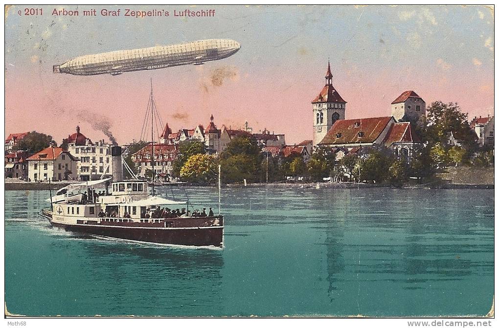 1916 Arbon Mit Graf Zeppelin's Luftschiff - Arbon