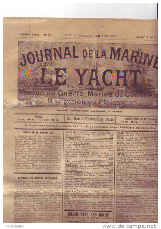 Le Yacht (marine De Guerre, Commerce, Plaisance) N° 630 - Magazines - Before 1900