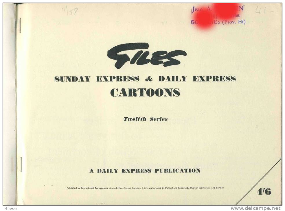 GILES (Carl) - SUNDAY EXPRESS & DAILY EXPRESS CARTOONS - Twelfth Séries - 1958 - Dessins Humoristiques - Humour  (3245) - Humour