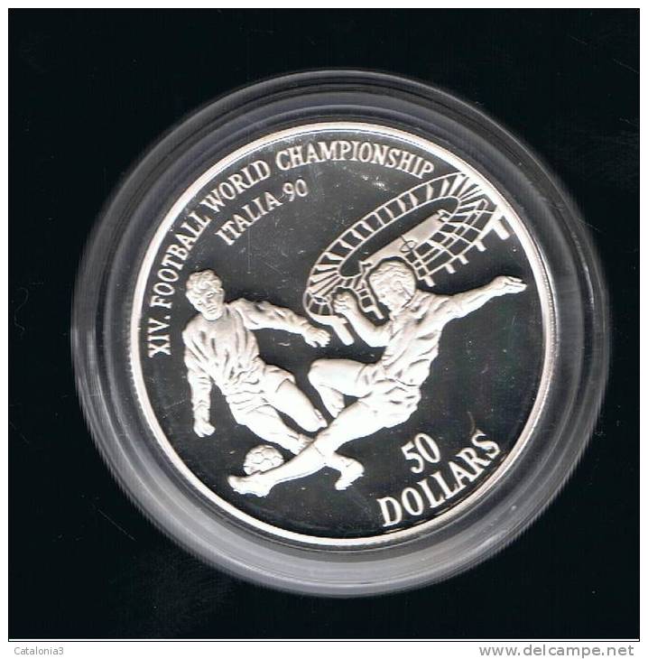 COOK Islas - 50 Dolar 1990 PROOF  KM265  PLATA - Channel Islands