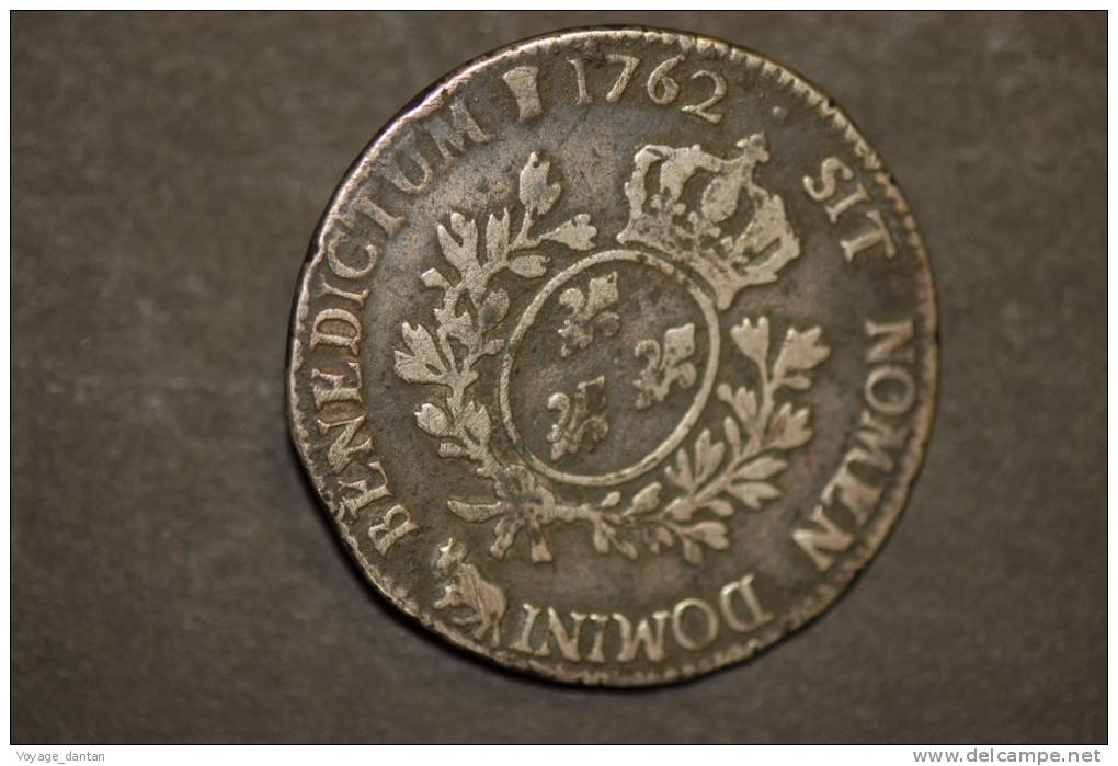 Monnaie, France, Monnaie Royale, Argent,  ECU Louis XV De Béarn Au Bandeau  1762 Vache Pau - 1715-1774 Louis  XV The Well-Beloved