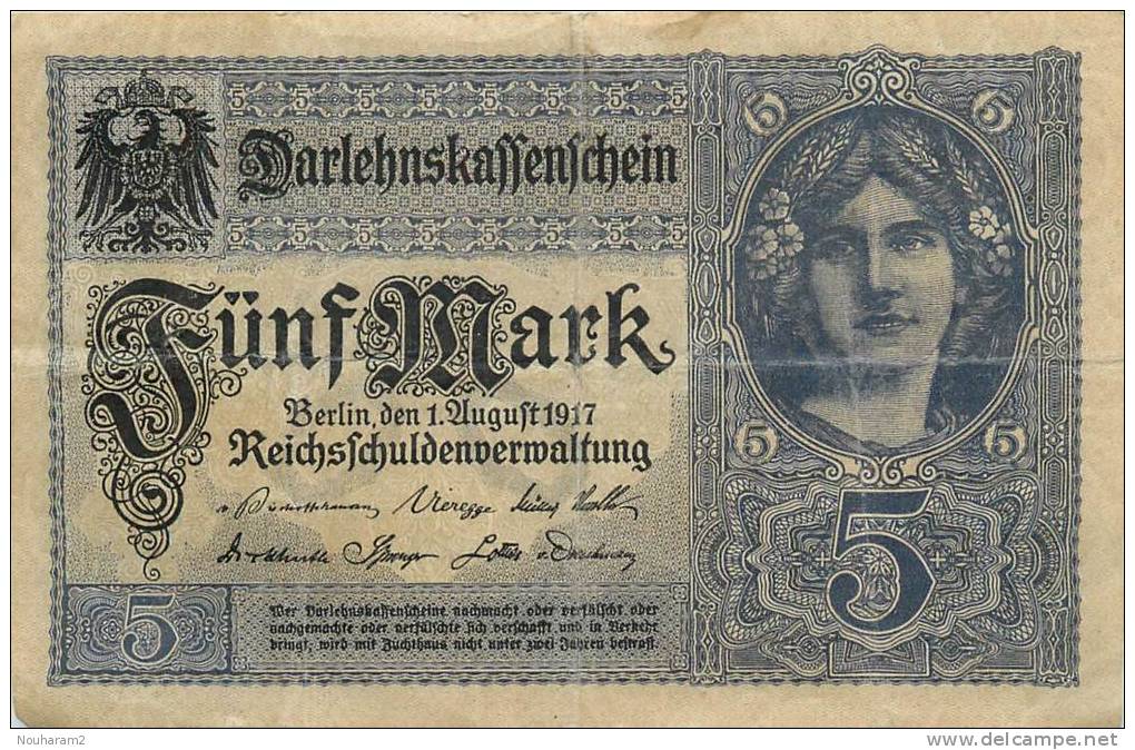 Billet Réf 309. Reichsbanknote 5 Mark - To Identify