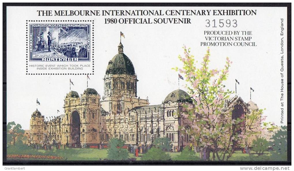 Australia 1980 Melbourne Centenary Exhibition Official Souvenir MS MNH - Not For Postal Use - Cinderellas