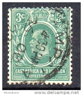 East Africa & Uganda 1921 GV Wmk. Script CA 3c. Blue-green, Fine Used (A) - East Africa & Uganda Protectorates