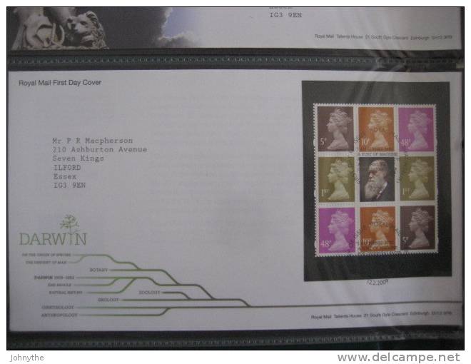 Great Britain 2009 Darwin Booklet Pane Fdc - 2001-2010 Dezimalausgaben