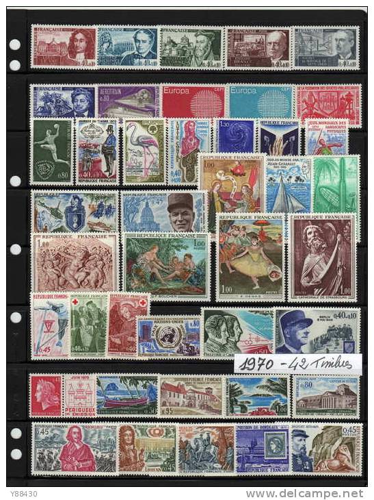 1970 - Année Complète - Neufs ** - 42 Timbres - 1970-1979