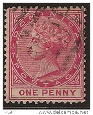 DOMINICA 1886 1d Rose QV SG 22 U NP132 - Dominica (...-1978)