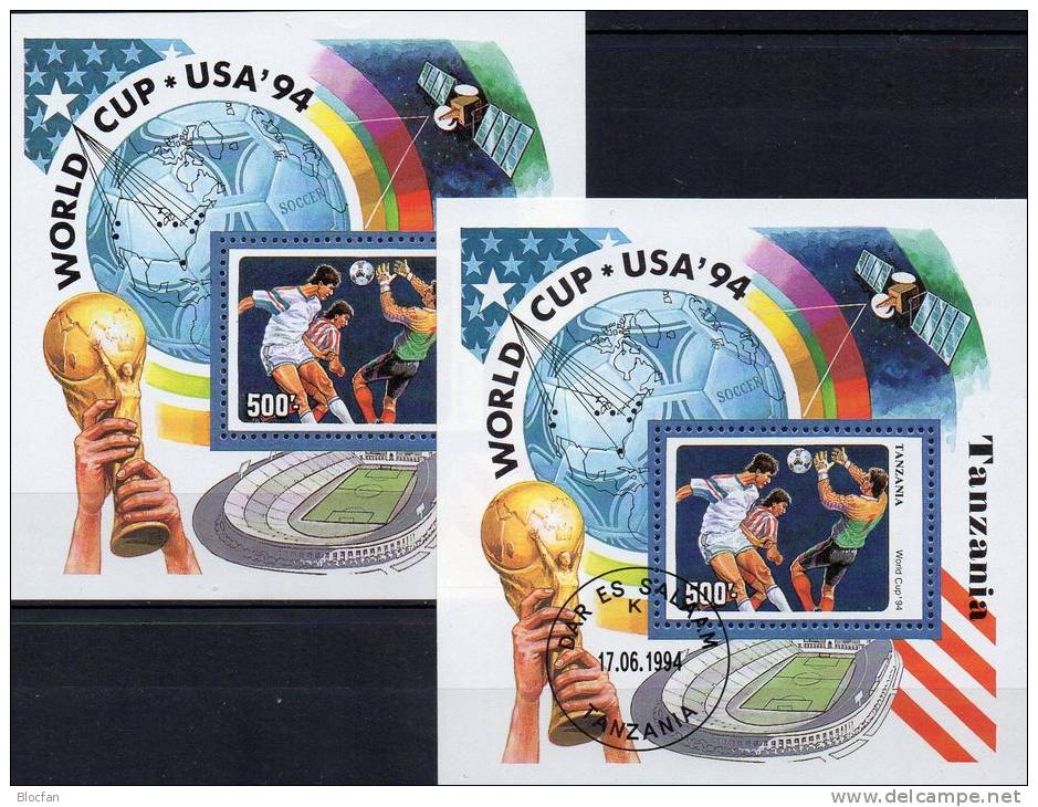 Pokal Fußball-WM USA 1994 Tansania Blöcke 249 **/o 6€ Spieler M/s Sport Blocchi Football Blocs Soccer Sheets Bf Tanzania - 1994 – États-Unis