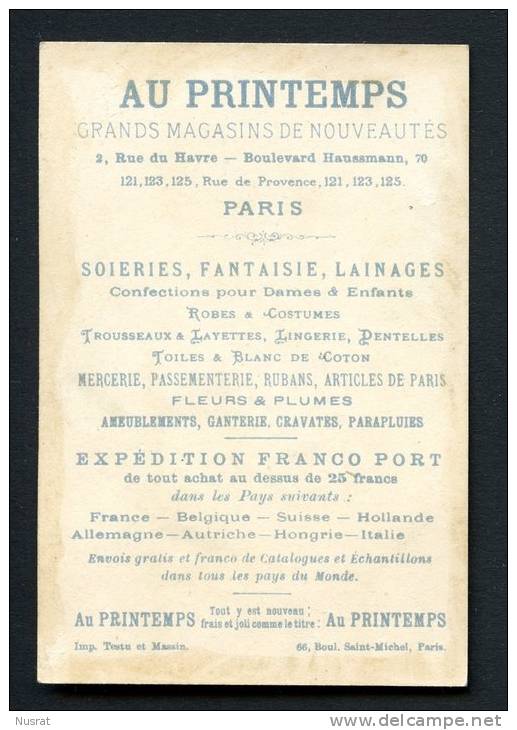 Au Printemps, Paris, Chromo Dorée, Enfant Sur Chaise Haute Thème Péchés Capitaux, La Colère, Lith. Testu & Massin - Louit