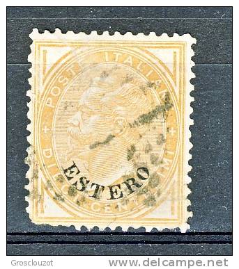 Levante Emissioni Generali  1874 N. 4 C. 10 Ocra USATO,  Cat. € 150 Denti Corti In Basso - General Issues