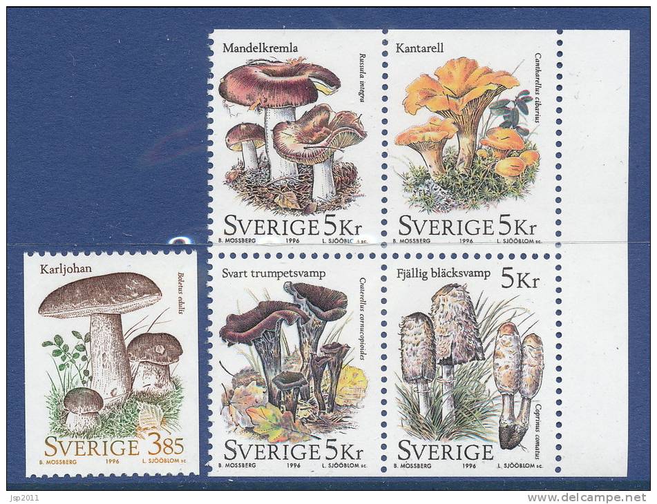 Sweden 1996 Facit # 1972-1976. Mushrooms, See Scann, MNH (**) - Neufs