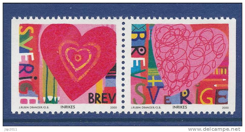 Sweden 2000 Facit # 2176-2177. St. Valentines Day, SX-pair, MNH (**) - Neufs