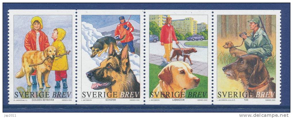 Sweden 2001 Facit #  2232-2235. Dogs, MNH (**) - Unused Stamps