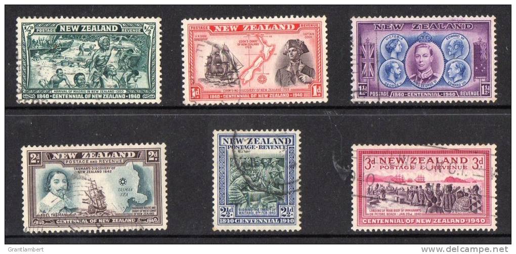 New Zealand 1940 Centenary Of British Sovereignty 6 Values To 3d Used - Used Stamps