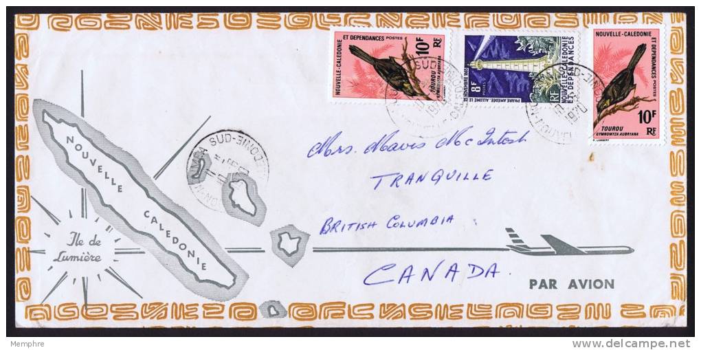 1970  Lettre De Nouméa-Sud Pour La France  - Oiseaux, Phare Amédé Yv 350 X 2, 327 - Briefe U. Dokumente